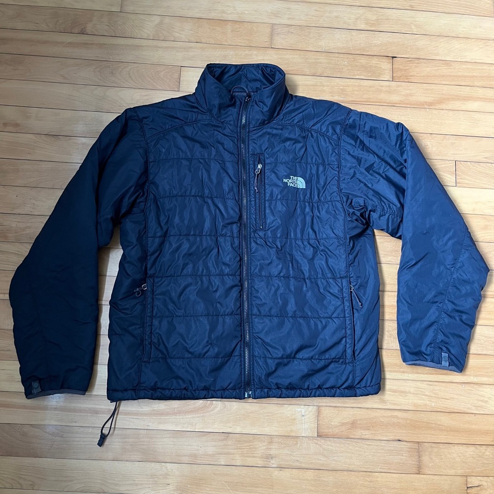 The North Face Mens PrimaLoft Ripstop Puffer Jacket Navy Blue Large Full Zip